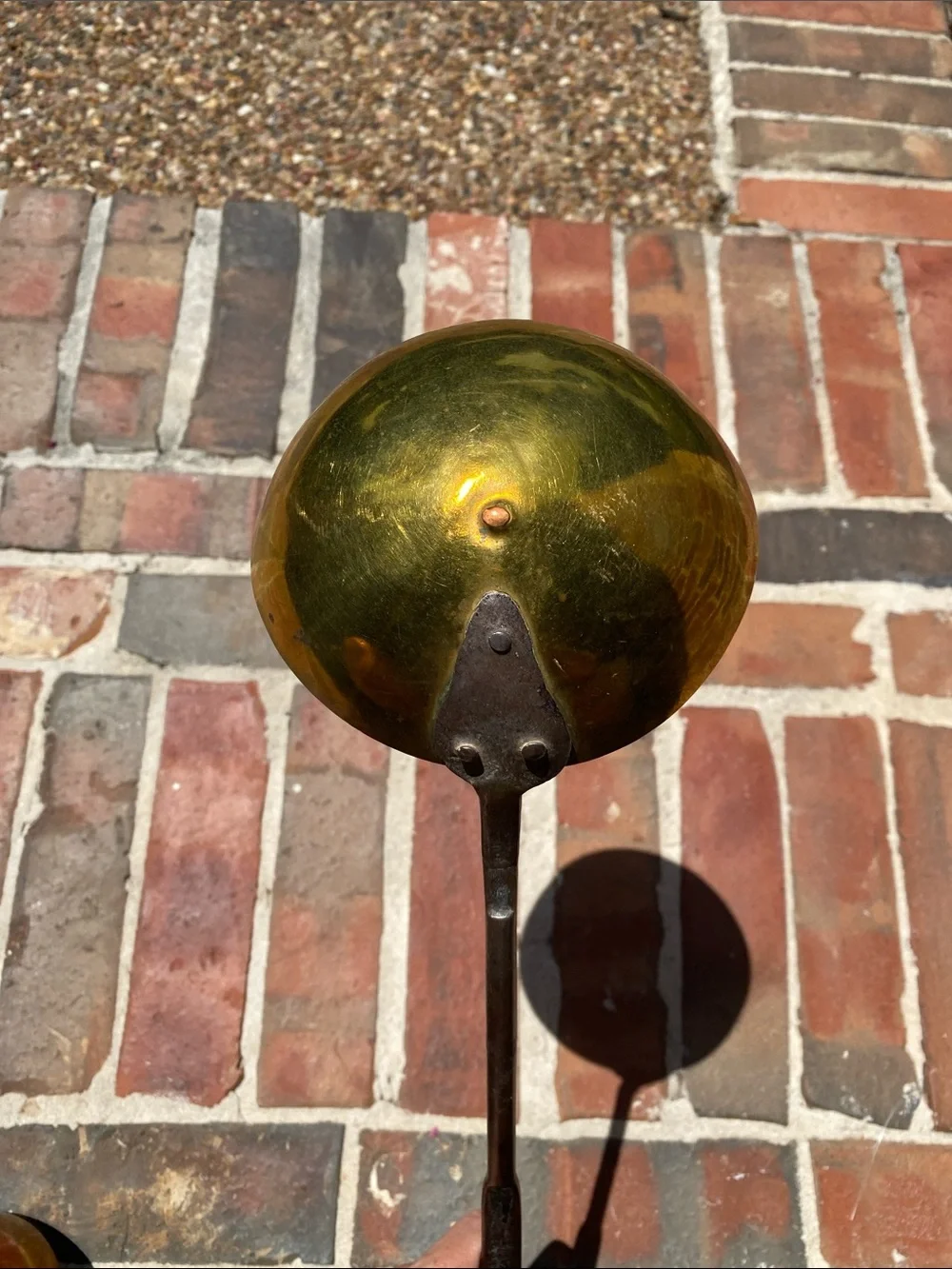 Vintage Antique Primitive Brass Ladle Dipper with Hand forged Iron Handle